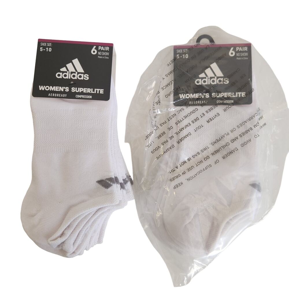 adidas Womens Superlite No Show Socks (Pack of 12), White/Light Onix, Medium